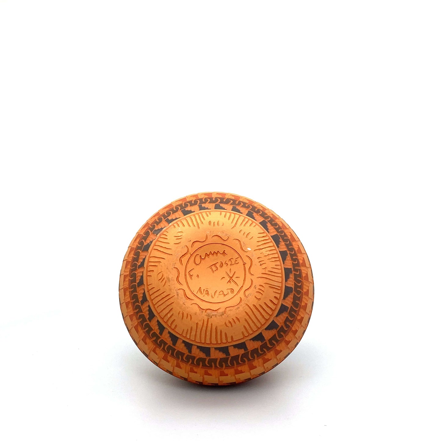 Navajo Pottery by Anna Tsosie Terra Cotta Hand Etched Small Pot 4.5” Orange Brown