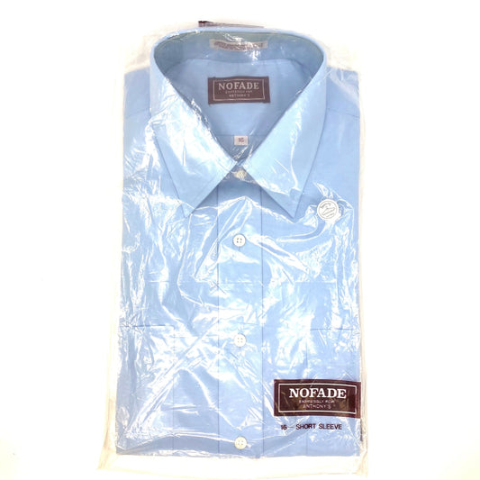 Vintage NoFade Men's Blue Short Sleeve Button-Up Shirt - Size 16