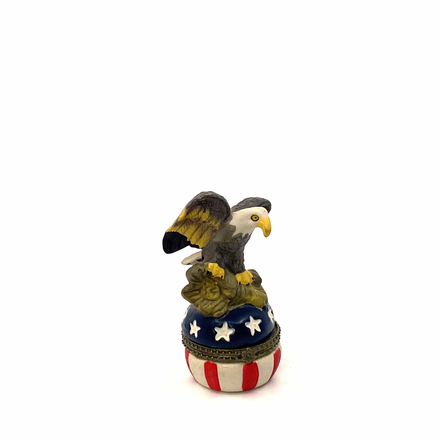 Patriotic Red White Blue Stars Stripes Trinket Box American Eagle Curio