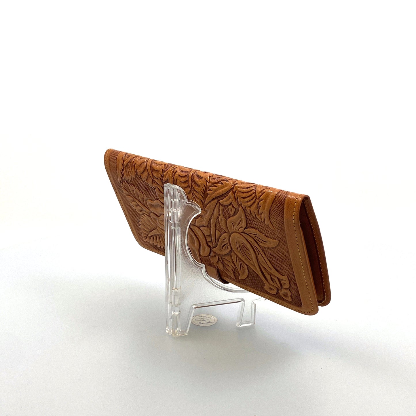 Vintage Jo-o-Kay Hand-Tooled Beige Leather Wallet