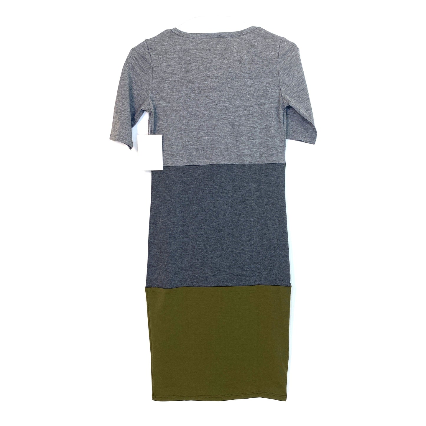 LuLaRoe Julia Bodycon Dress | XXS (00-0) | Gray/Green | Colorblock | NWT