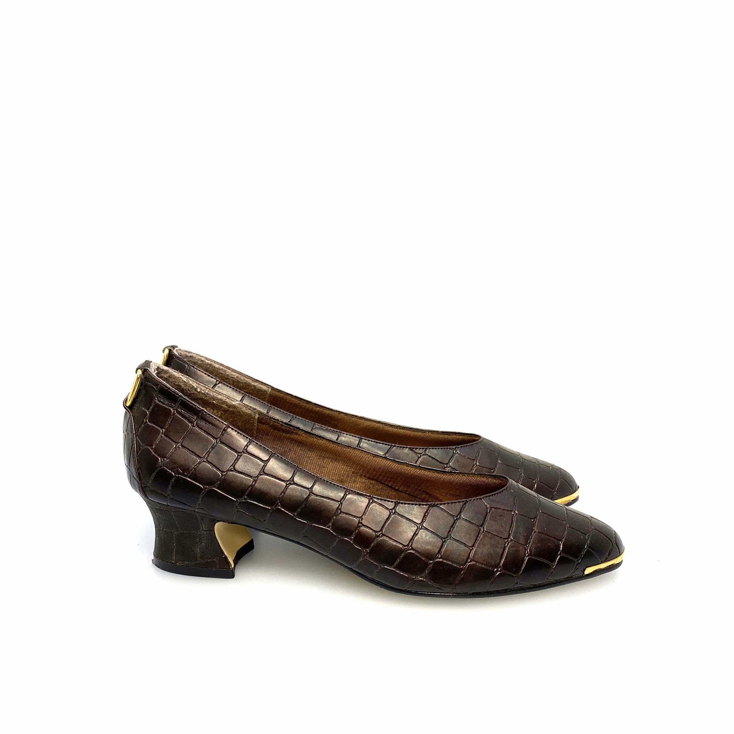 Vintage Annie Womens Size 9M Brown Gold Animal Print Heels