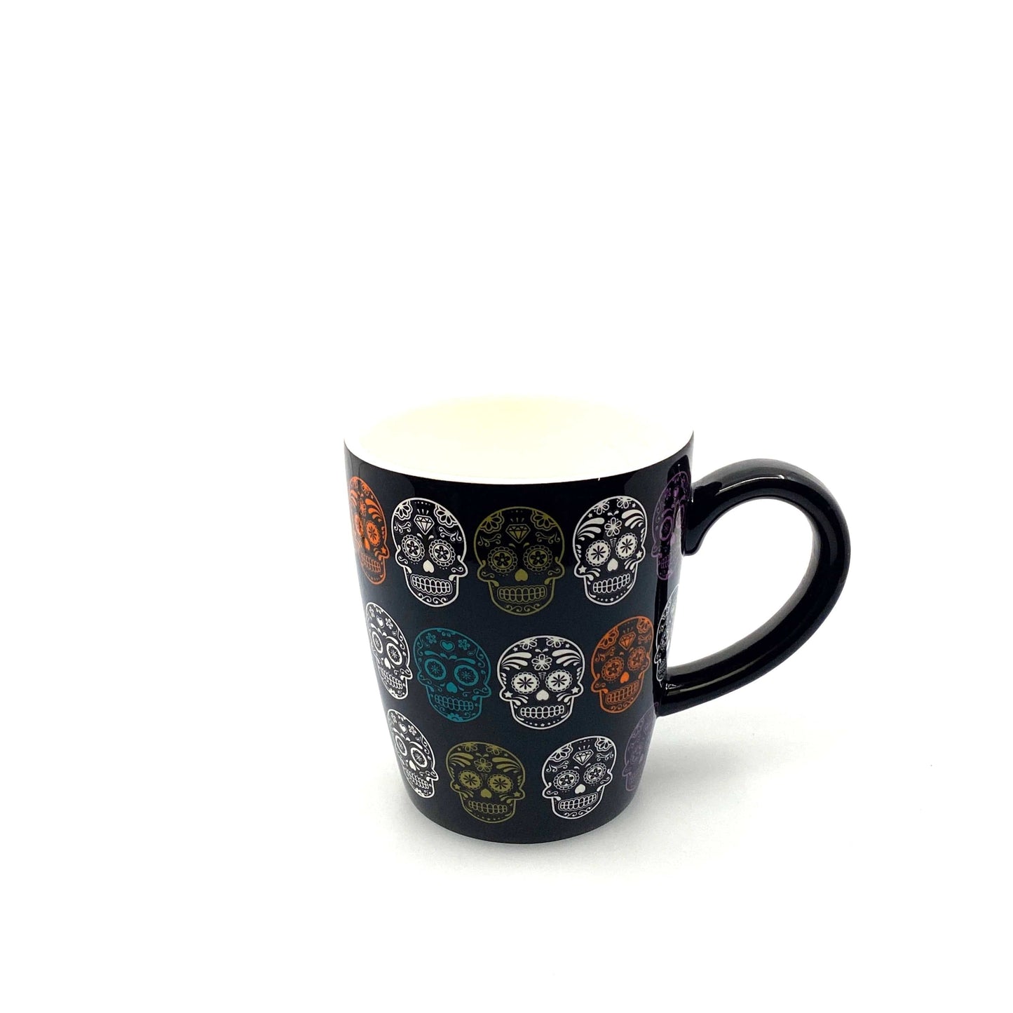 Sugar Skull Pattern Ceramic Coffee Cup Mug, Black - 12oz