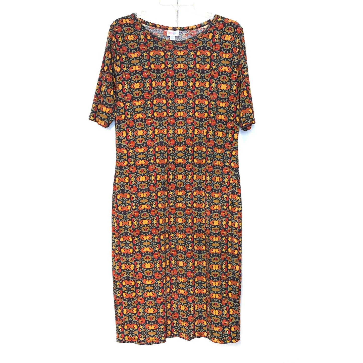 LuLaRoe Julia Bodycon Dress | XL (16-18) | Orange | Floral | Pre-Owned