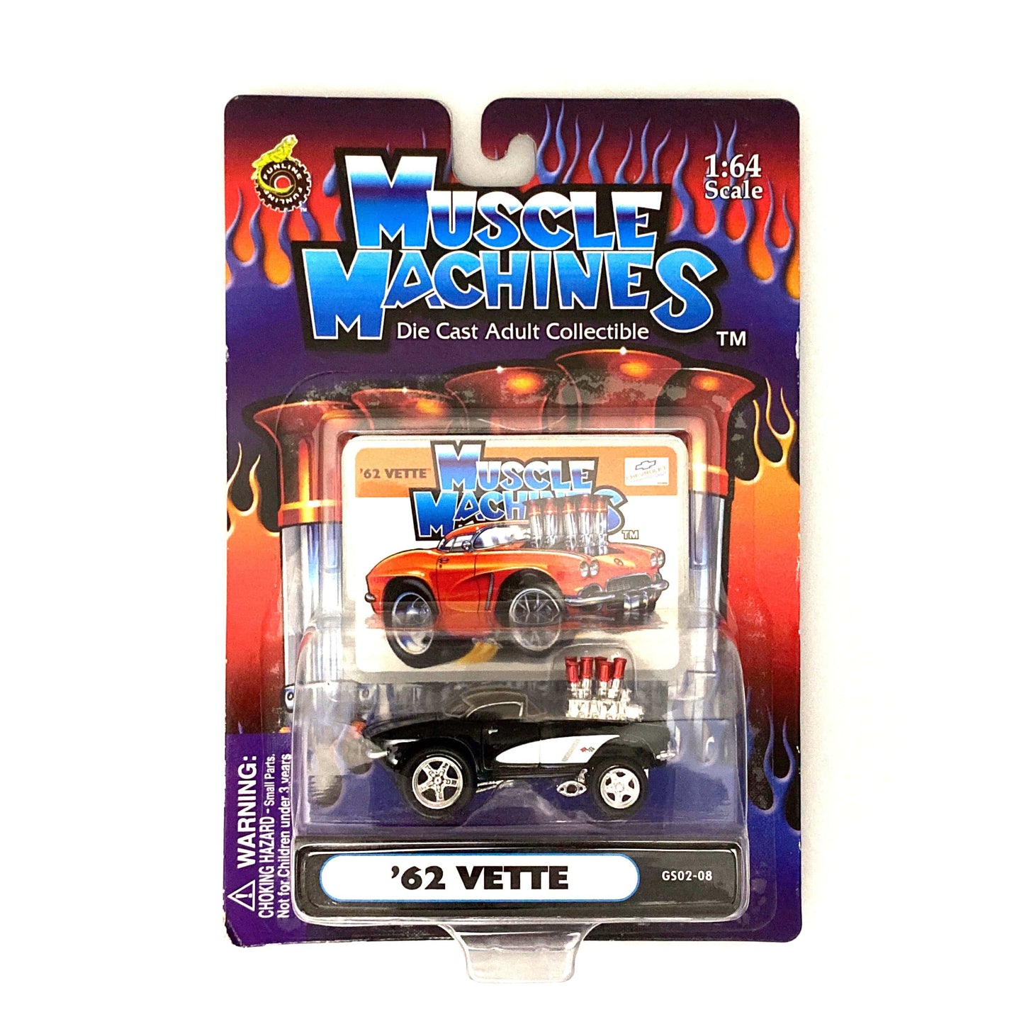 Muscle Machines ‘62 Vette Diecast – Vintage Black & White Collectible for Car Enthusiasts – 1:64 Scale Model