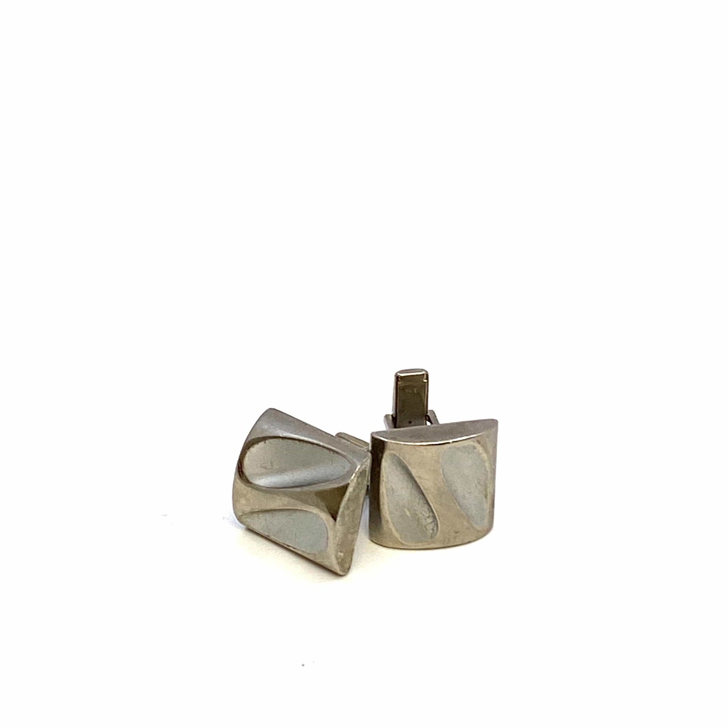 Vintage Mens Cufflinks Sterling Silver Square Wave
