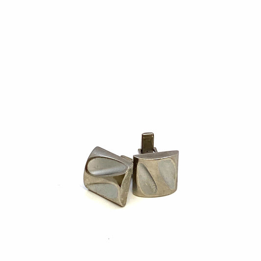 Vintage Mens Cufflinks Sterling Silver Square Wave