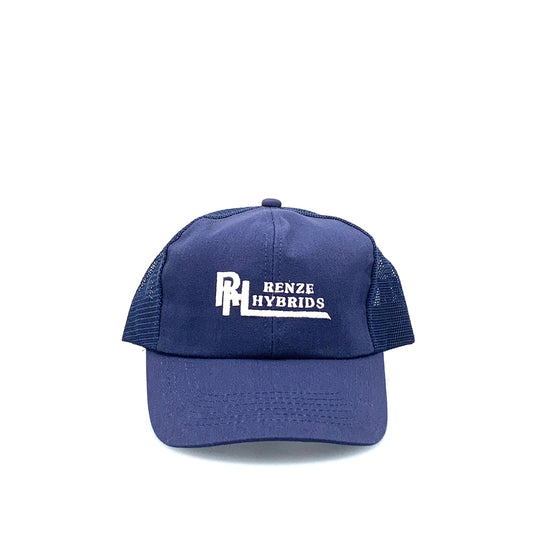 K Products Brand Blue RENZE HYBRIDS Trucker Hat Mesh SnapBack - Front View