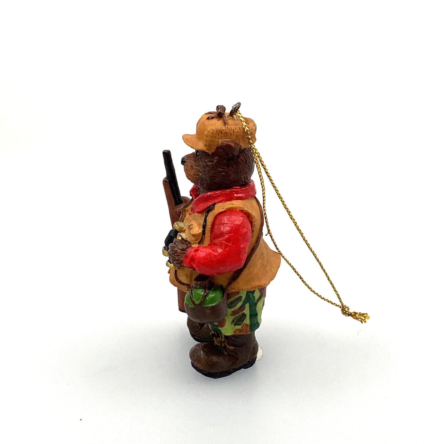 Hunter Brown Bear Rifle Camouflage Pants Holiday Ornament Figurine Hunting
