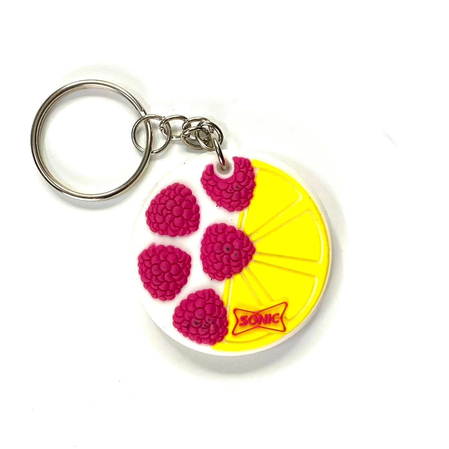 SONIC Drive-In Restaurant Raspberry Lemonade Keychain Key Ring Rubber Round