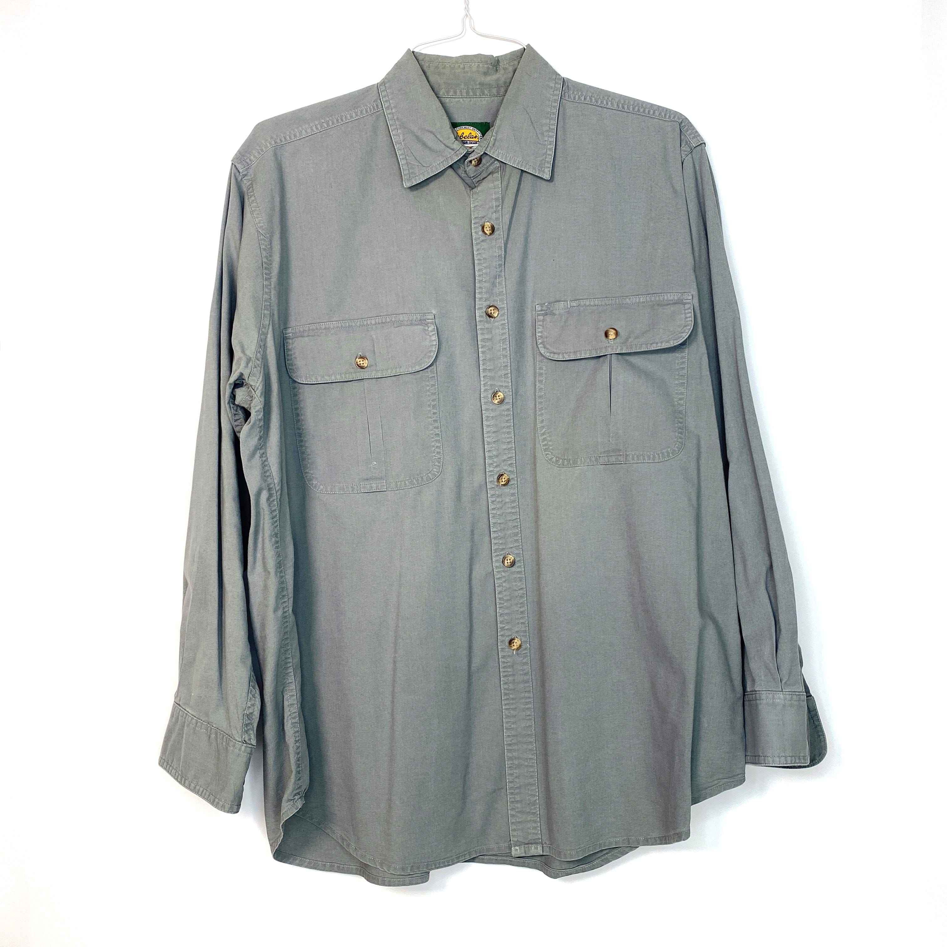 Cabelas | Mens Shirt Button Up Long Sleeve | Color: Olive Green| Size: L | Guc