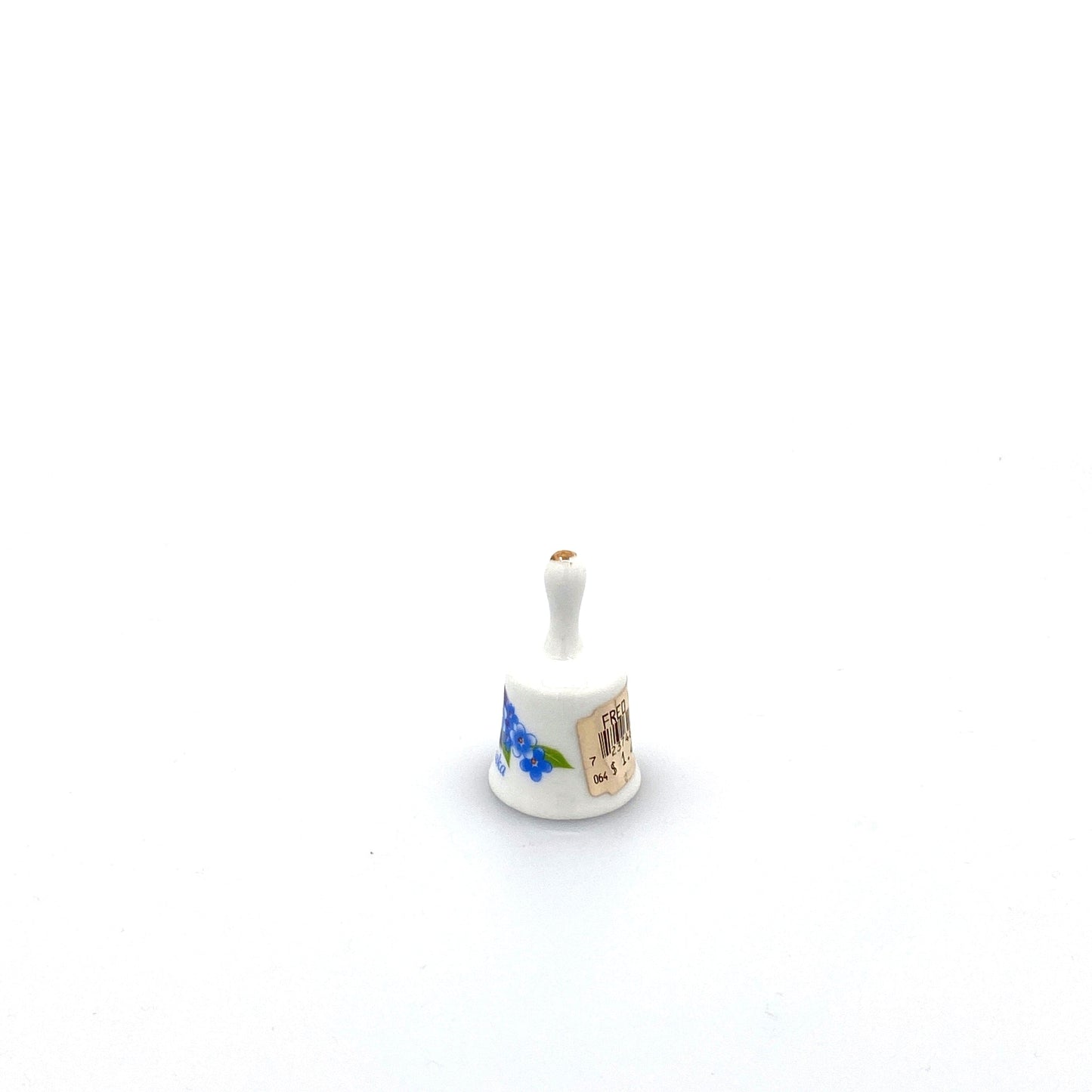 Vintage Miniature Hand Bell Travel Tourism Collectible White Porcelain - ALASKA