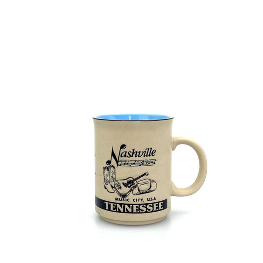 State of Tennessee Nashville Music City USA Coffee Cup 16 Oz Beige Blue