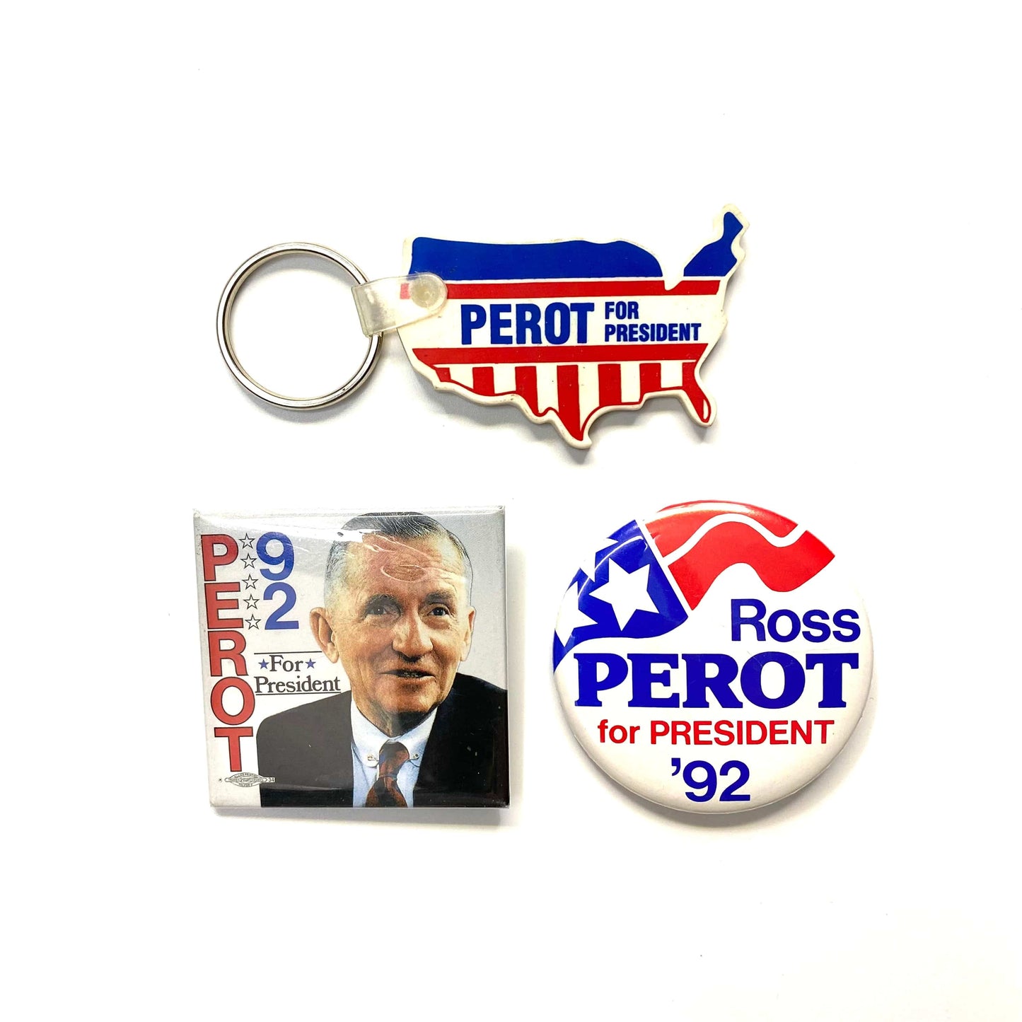 Ross Perot 1992 Presidential Campaign Keychain Pinback Button Pin Swag Memorabilia