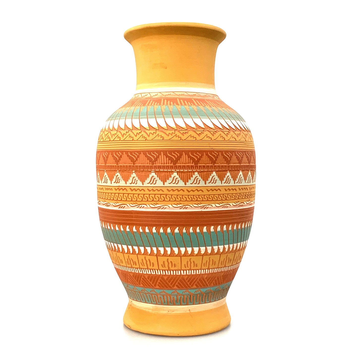Native Navajo Pottery Anna Tsosie Signed Vase Terra Cotta Hand Etched - Large 18”
