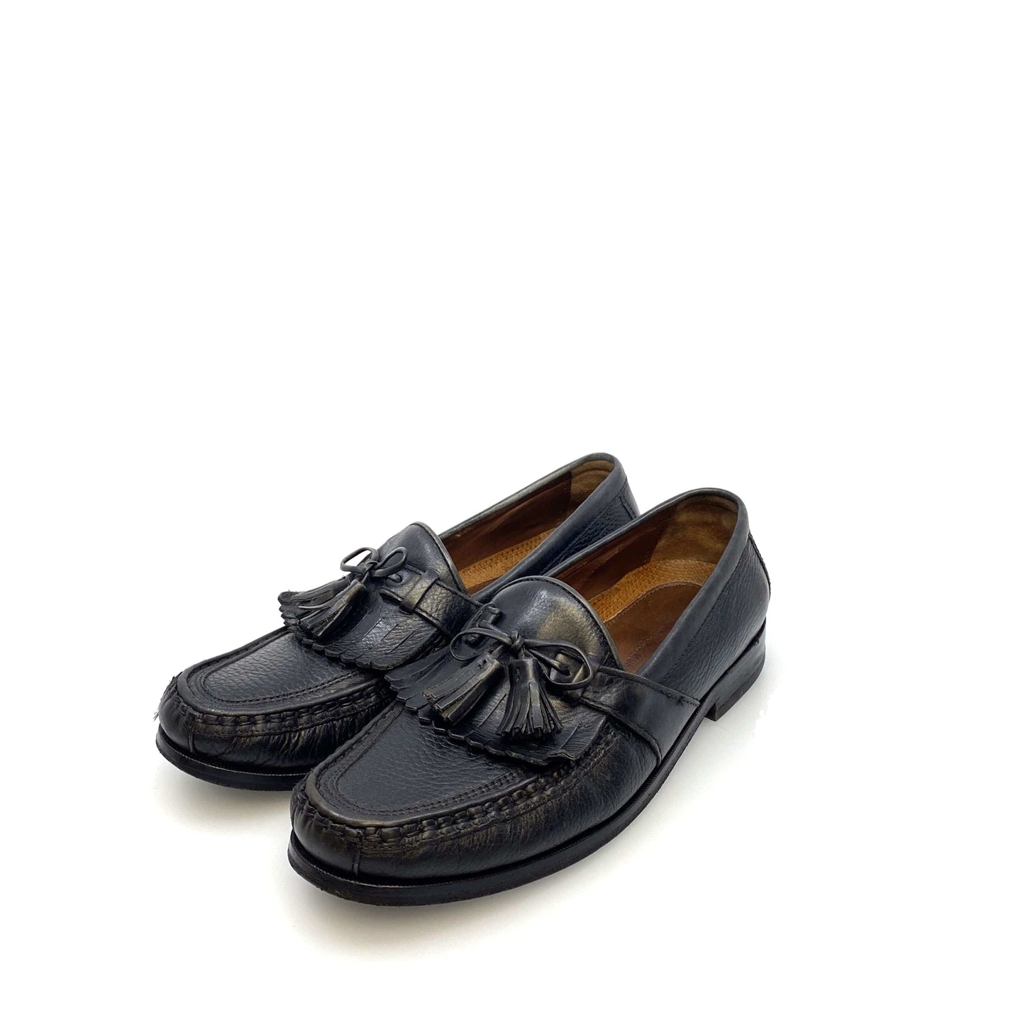 Johnston & Murphy Mens Size 7M Black Leather Kiltie Tassel Loafers