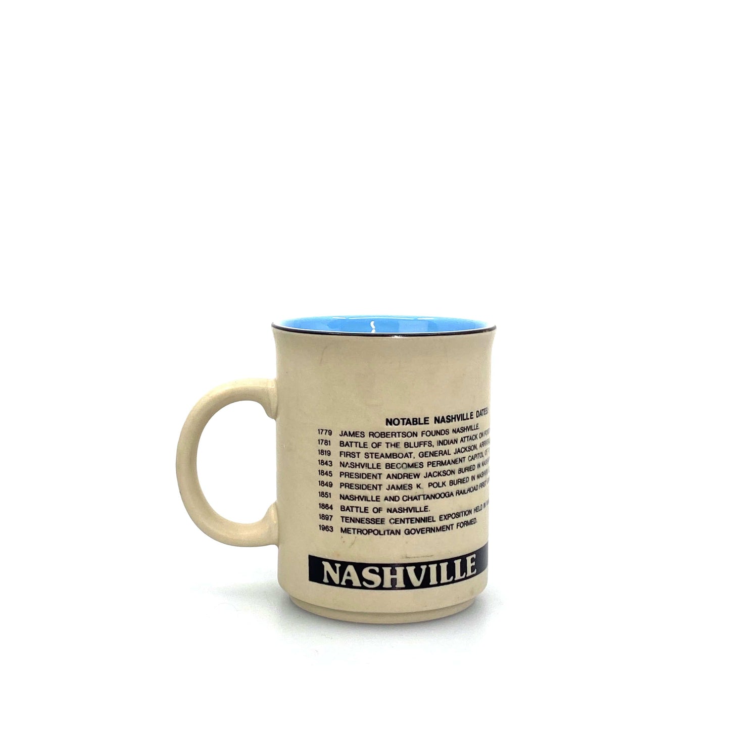 State of Tennessee Nashville Music City USA Coffee Cup 16 Oz Beige Blue