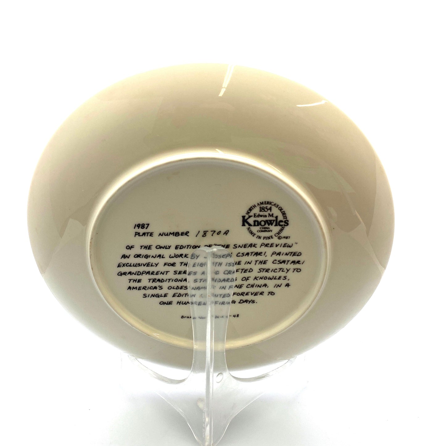 “The Sneak Preview” RARE Joseph Csatari Grandparent Collector Plate 1987