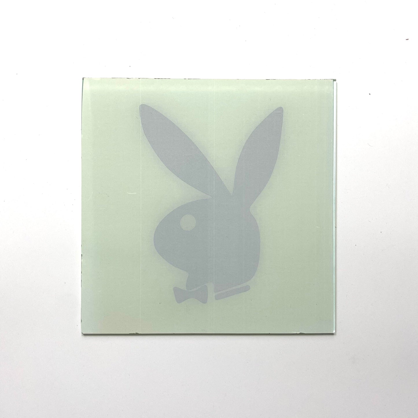 Vintage Playboy Bunny Logo Glass Carnival Fair Prize Giveaway 6”x6” 1980’s