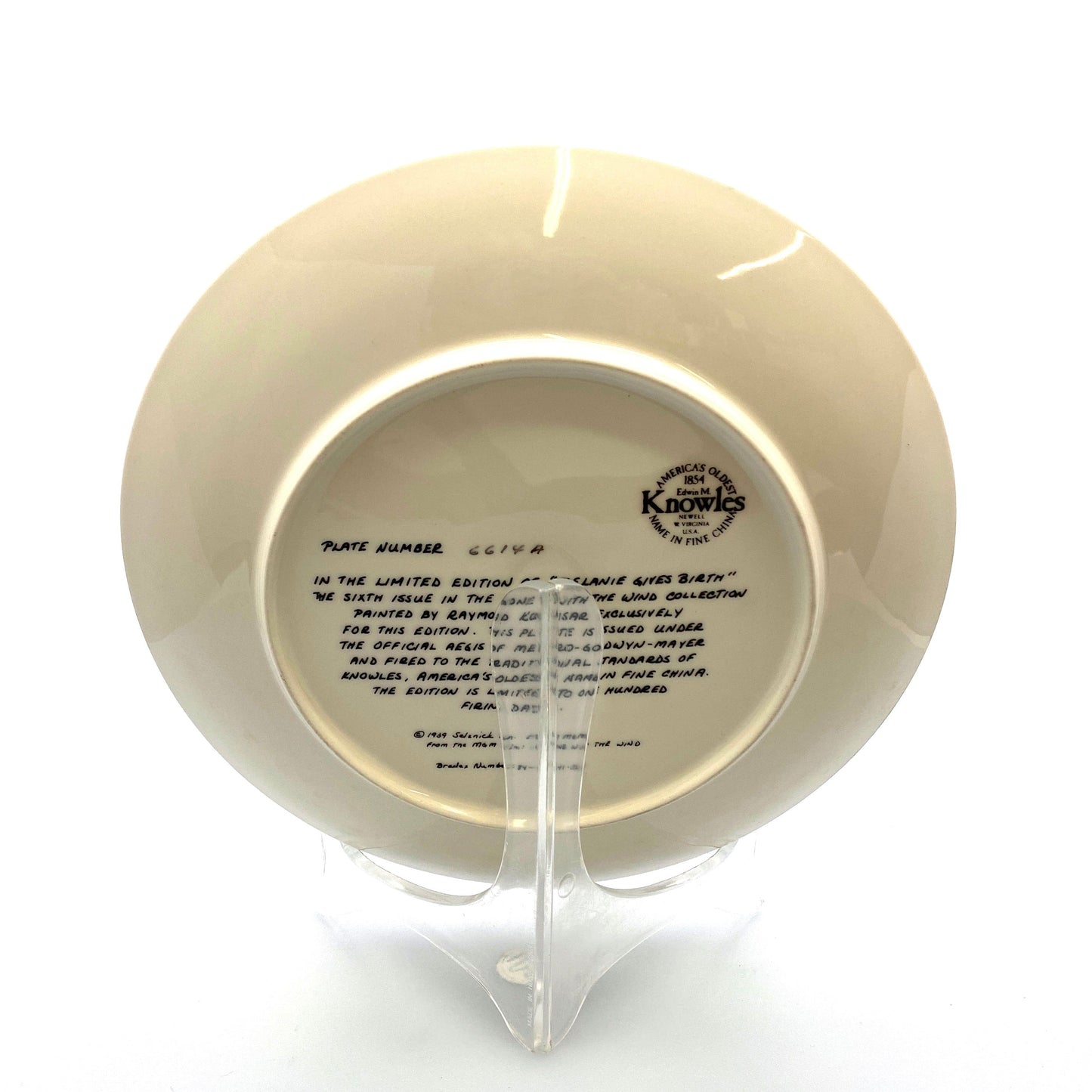 “Melanie Gives Birth” MGM Gone With The Wind 1983 Collectors Plate by Raymond Kursar