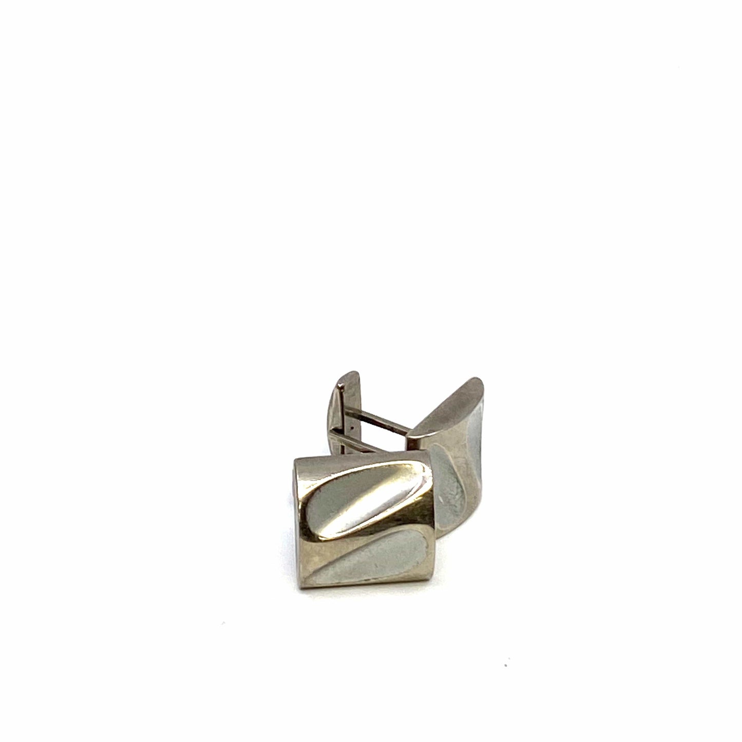 Vintage Mens Cufflinks Sterling Silver Square Wave