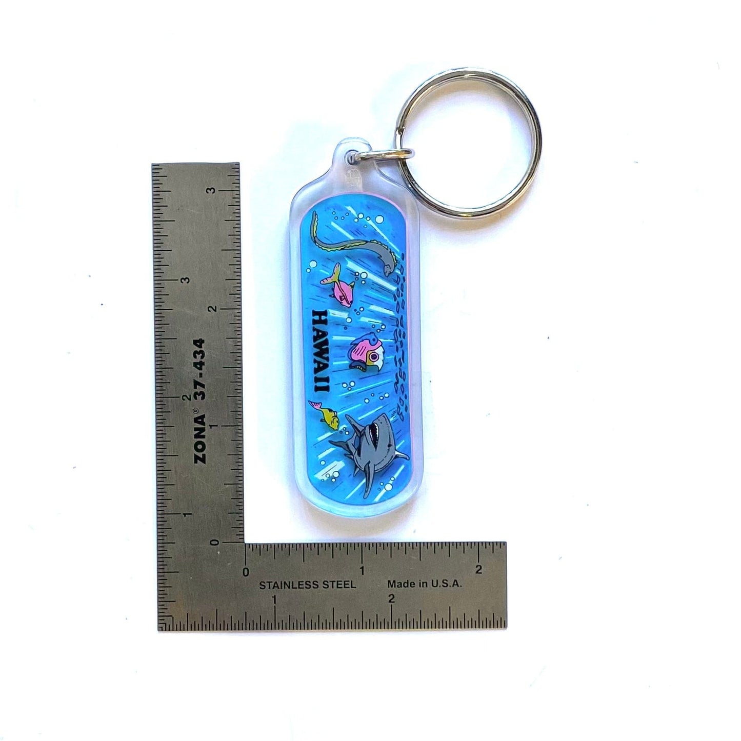 Vintage Hawaii Travel Souvenir Acrylic Keychain Key Ring
