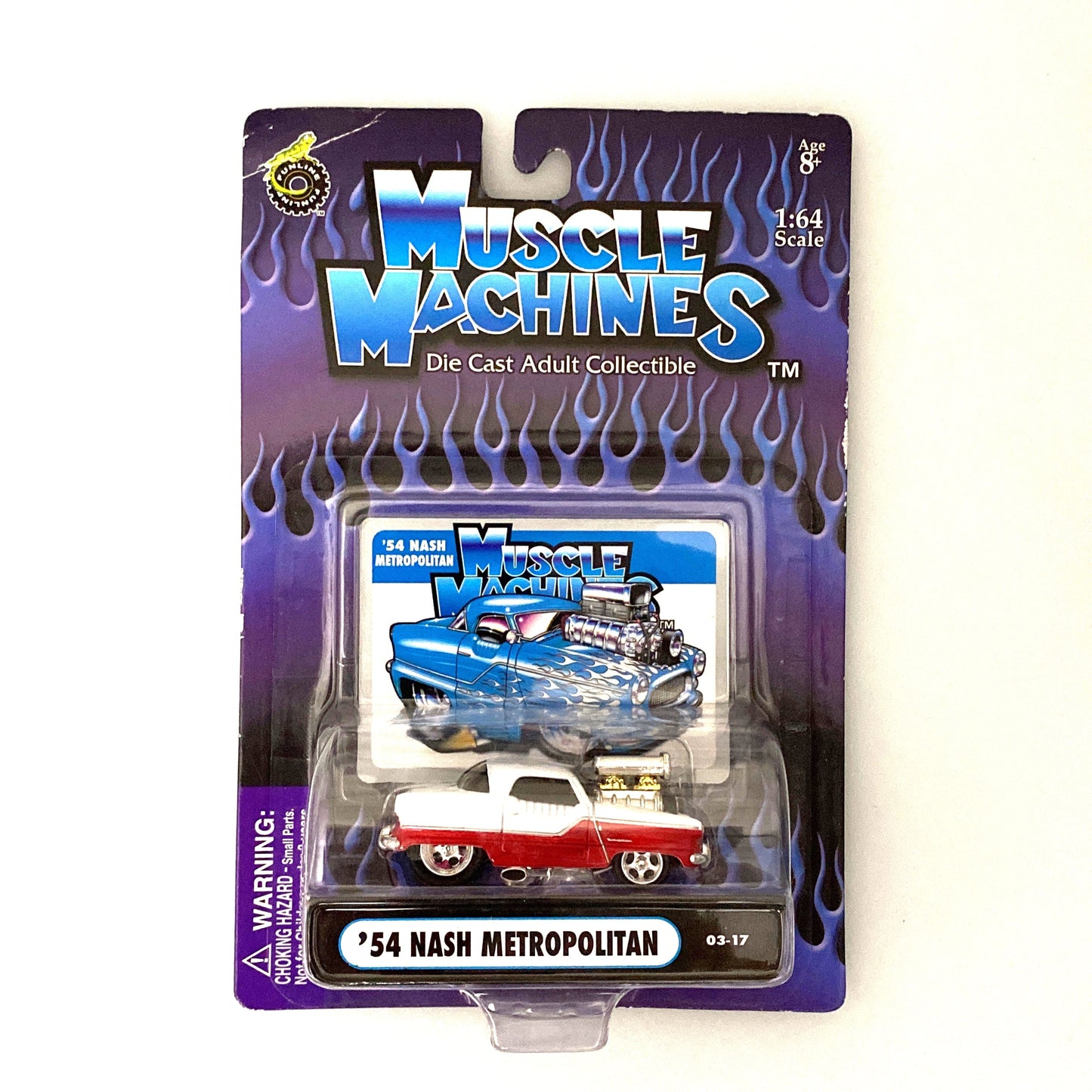 Muscle Machines Nash Metropolitan Diecast Car – Vintage 1:64 Scale Collectible for Adult Collectors – White/Red Design