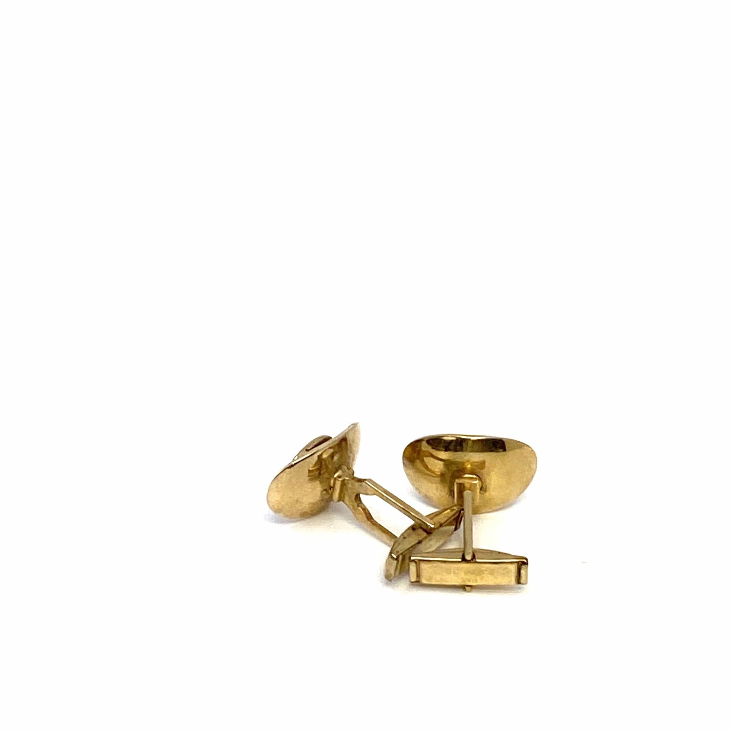 Vintage Mens Cufflinks Modernist Oval Gold, Pair