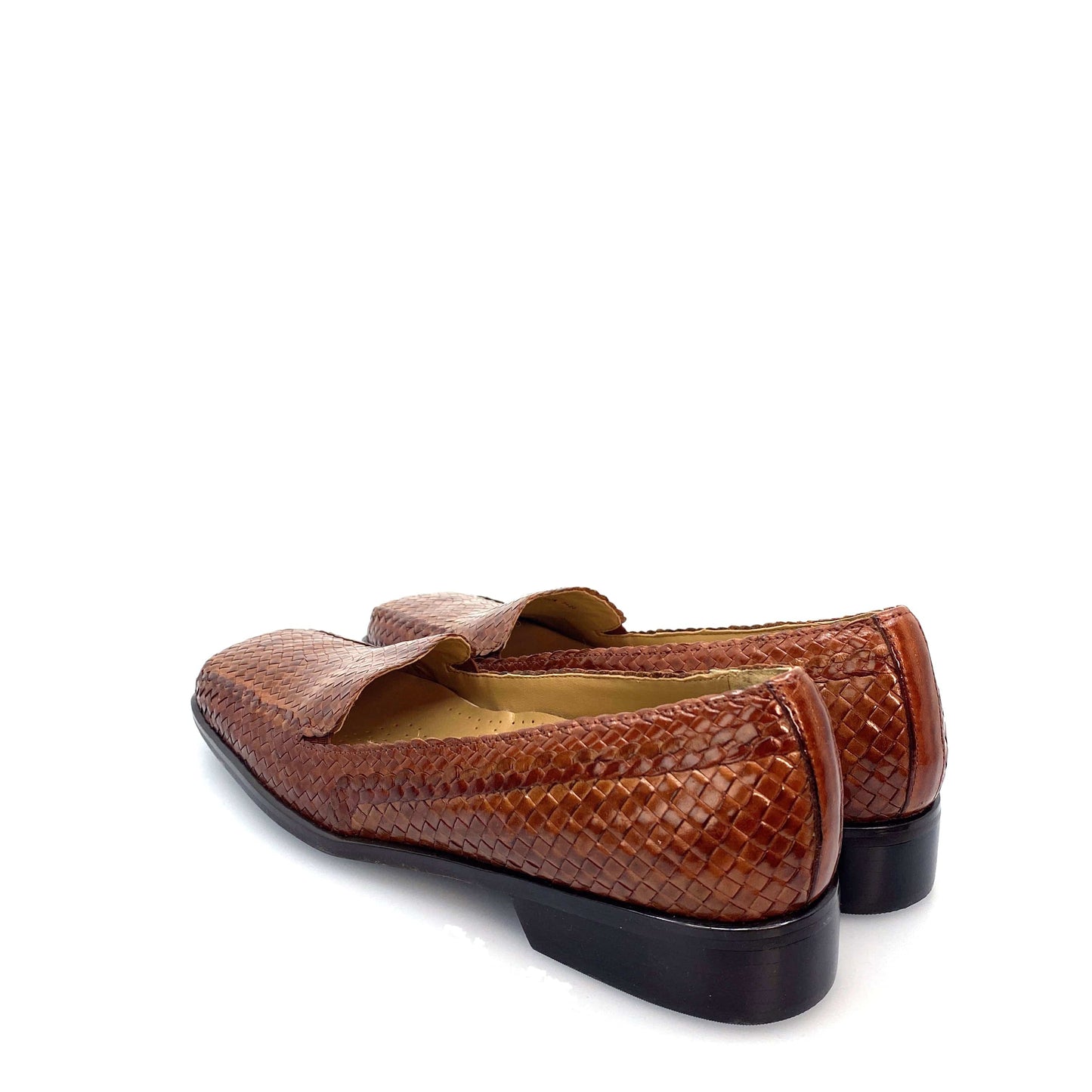 Trotters Loafers - Womens Textured Slip-On | Size 9S | Brown Leather | Basket Weave | EUC
