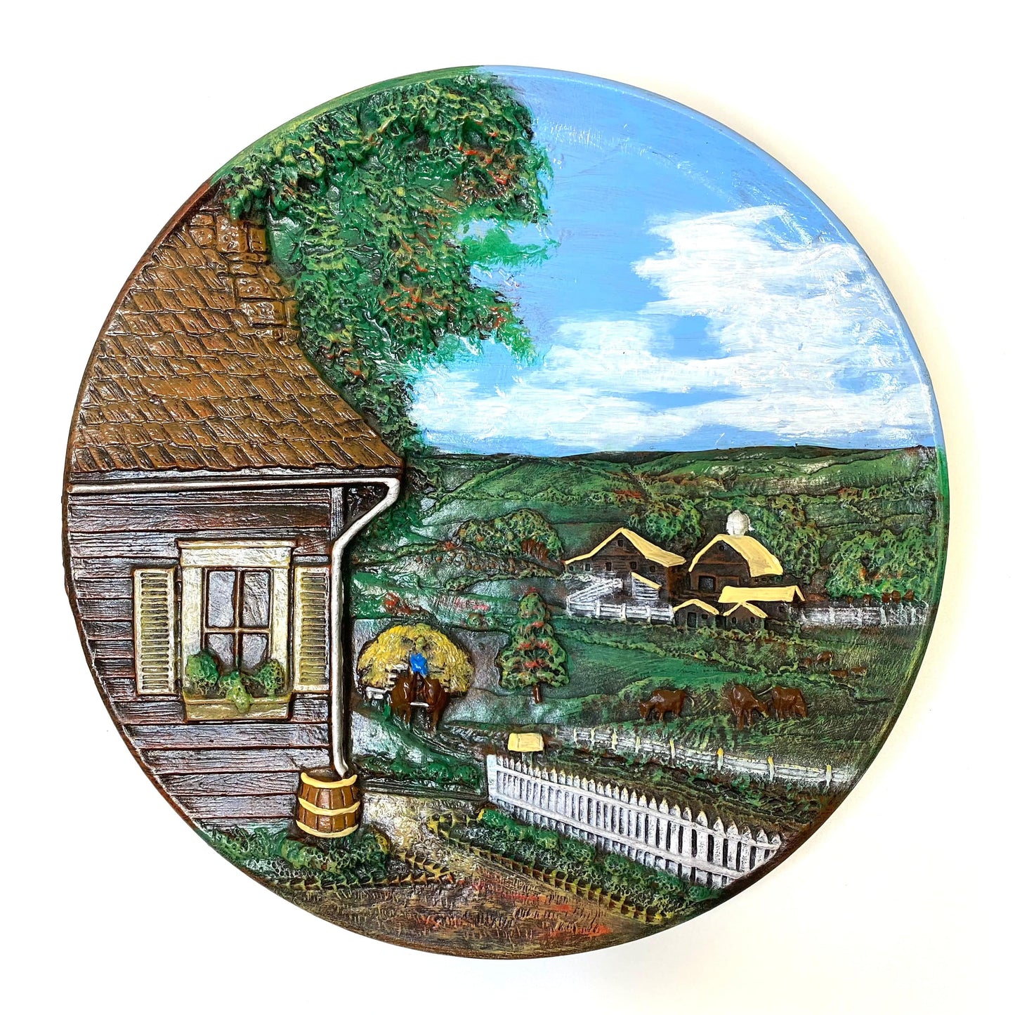 Vintage Byron Molds 1980 Summer Hand-Painted Plate Relief 3D Seasons Series