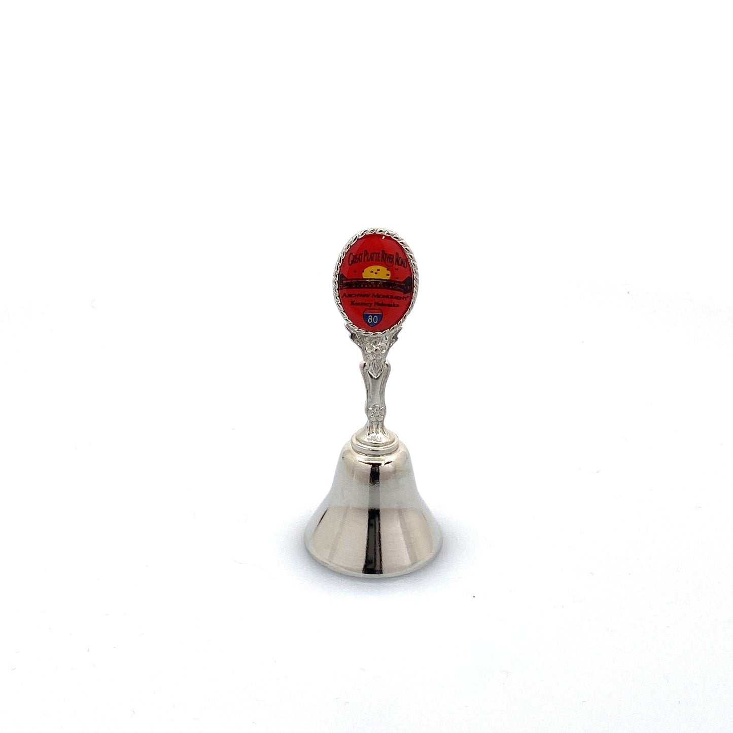 Vintage Hand Bell Travel Tourism Collectible Silver - Great Platte River Road - Archway Monument