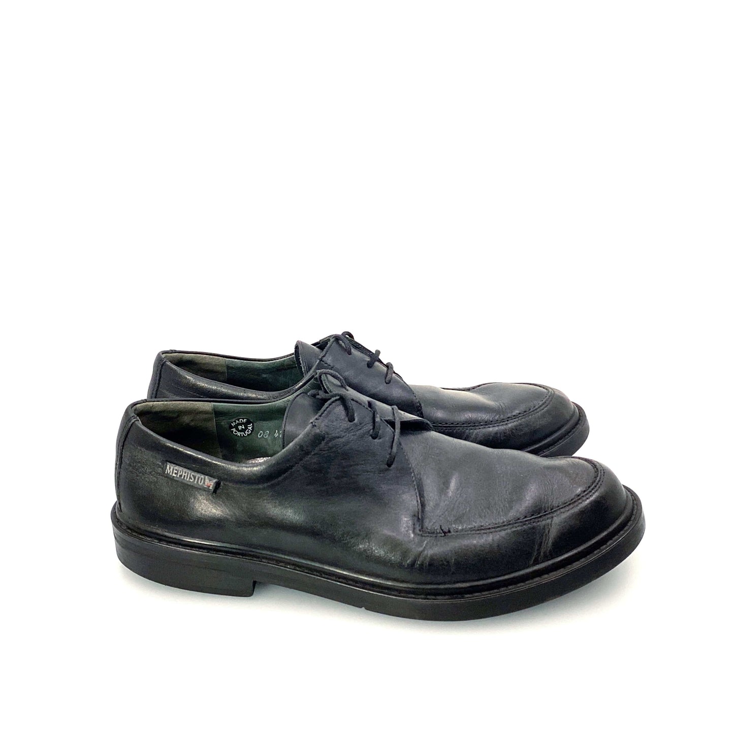 Mephisto Mens Size 10 Black Leather Lace-Up Shoes Air-Jet