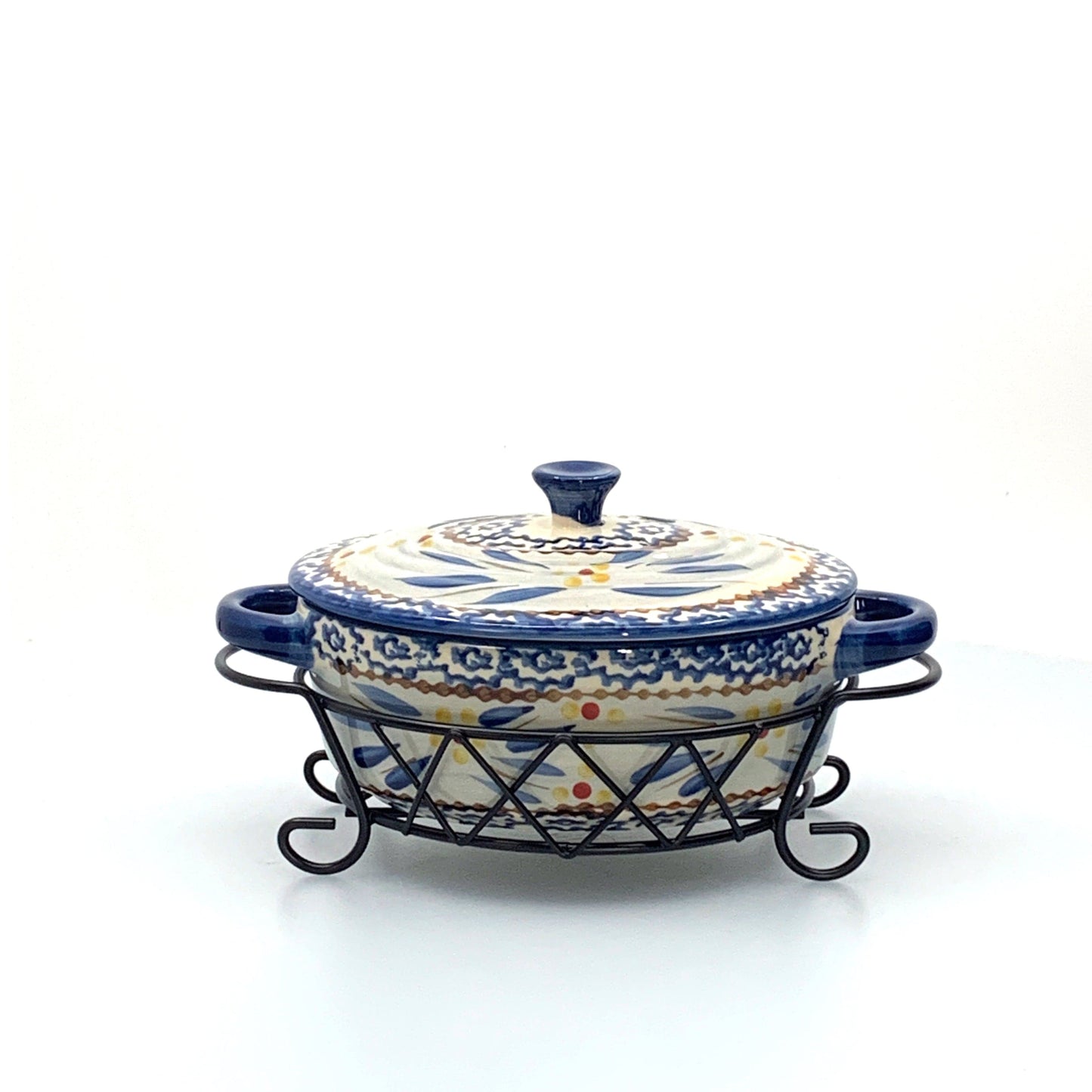 Temptations Presentable Ovenware by Tara Baking Dish 9 Oz Blue Old World Pattern