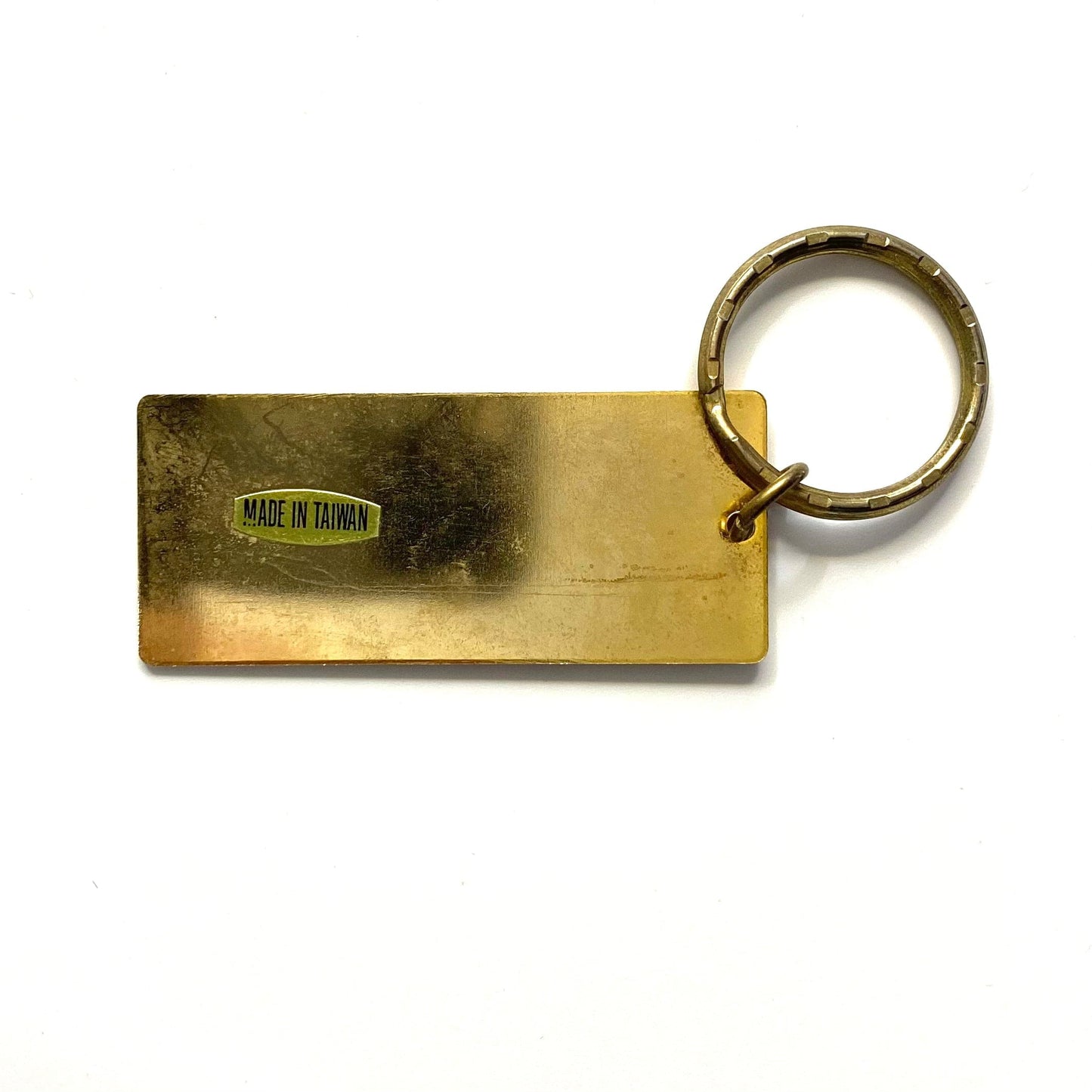 Vintage Kansas Enamel Sunflower Souvenir Keychain Key Ring Metal Rectangle Gold