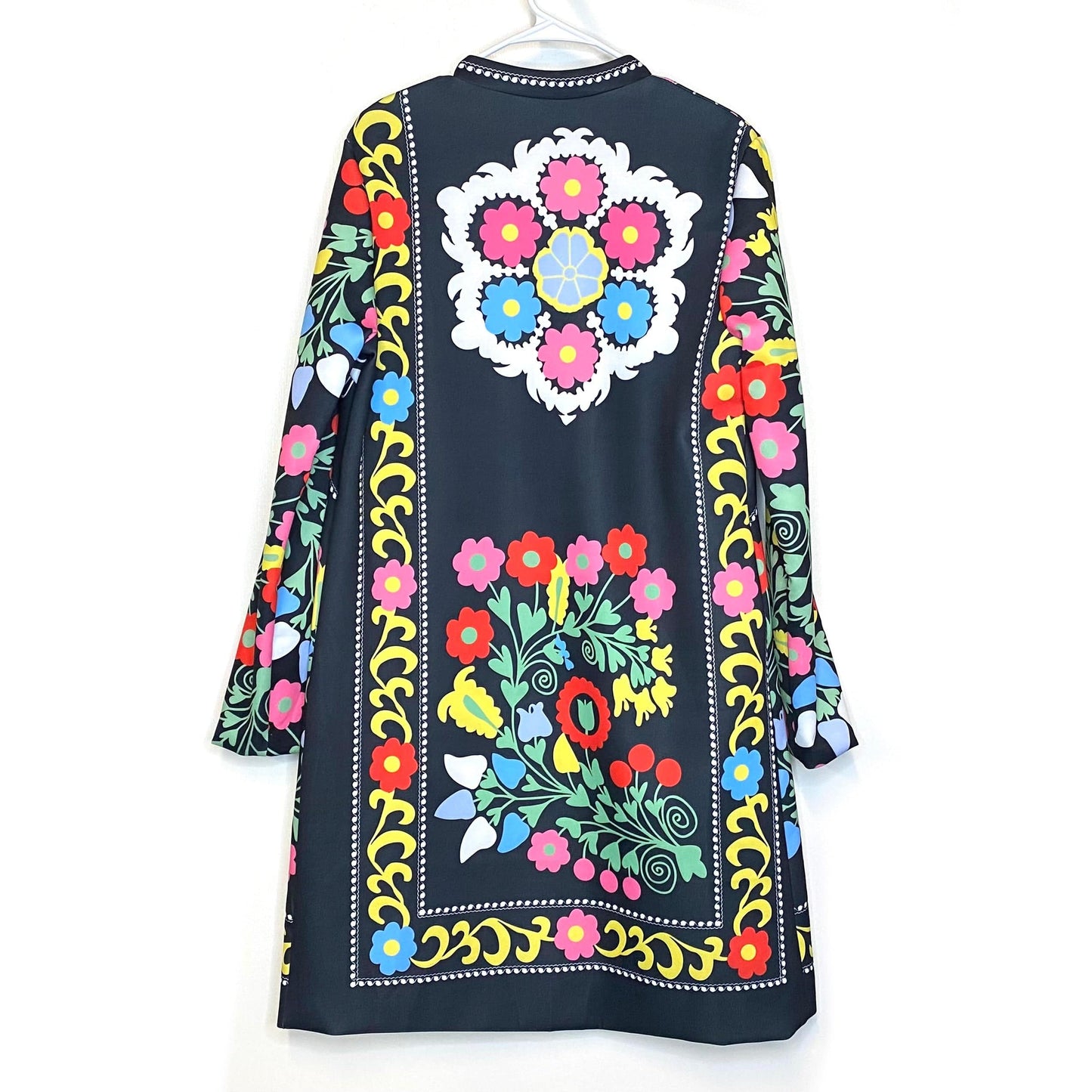 Retro FLORAL Jacket XXL Vintage 1970’s Style Black Yellow Orange Pink Green Blue