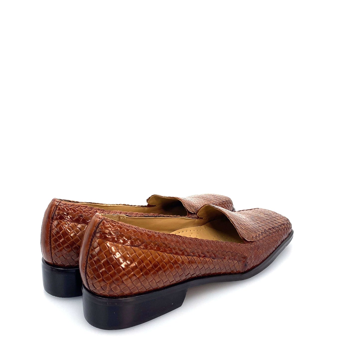 Trotters Loafers - Womens Textured Slip-On | Size 9S | Brown Leather | Basket Weave | EUC