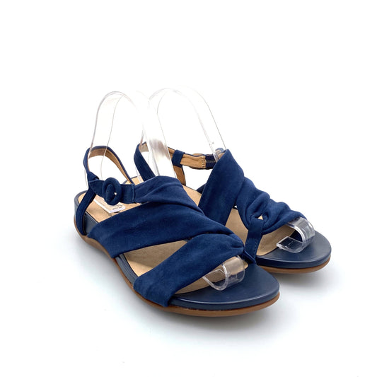 Softwalk Tieli Womens Size 8W Navy Blue Strappy Buckle Sandals Shoes