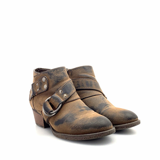 Sonoma Womens Size 6.5M Brown Booties Faux Leather Side Zip