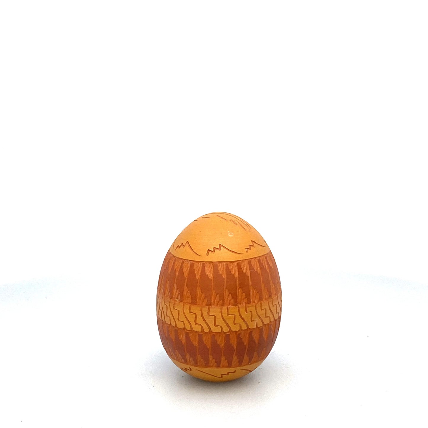 Navajo Pottery by Anna Tsosie Clay Egg Orange Terra Cotta Hand Etched 4”