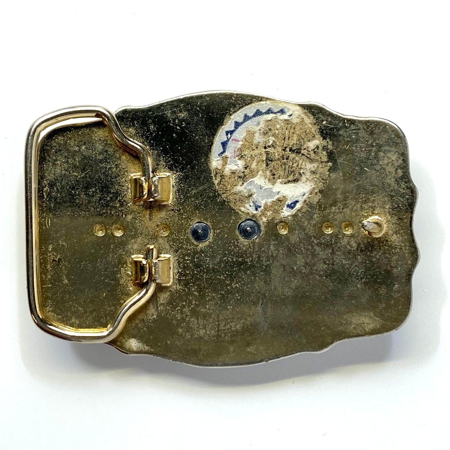 Vintage Square Dancing Goldtone Belt Buckle w/Silver Dancers