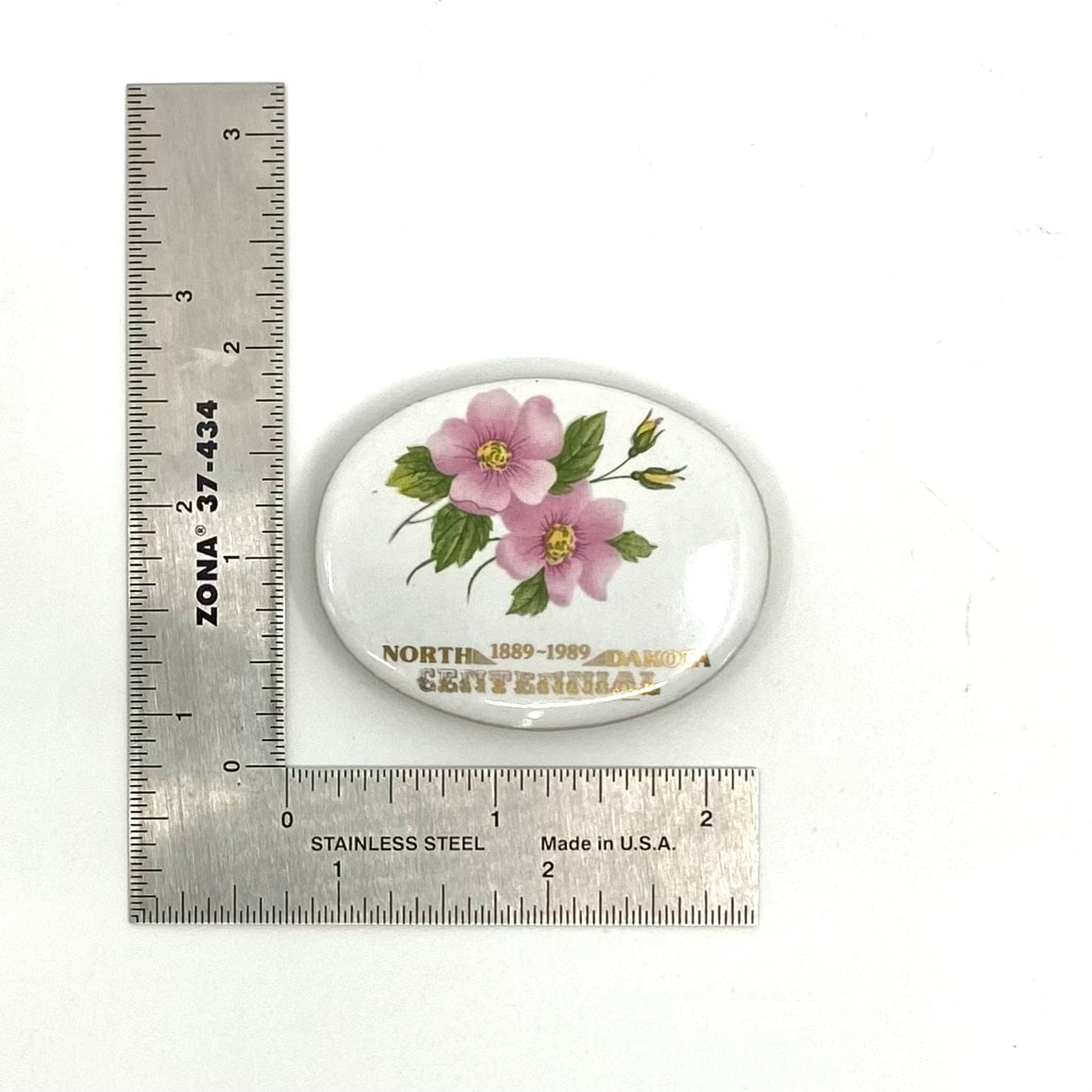 Vintage North Dakota Centennial 1889 - 1989 Prairie Rose Novelty Refrigerator Magnet