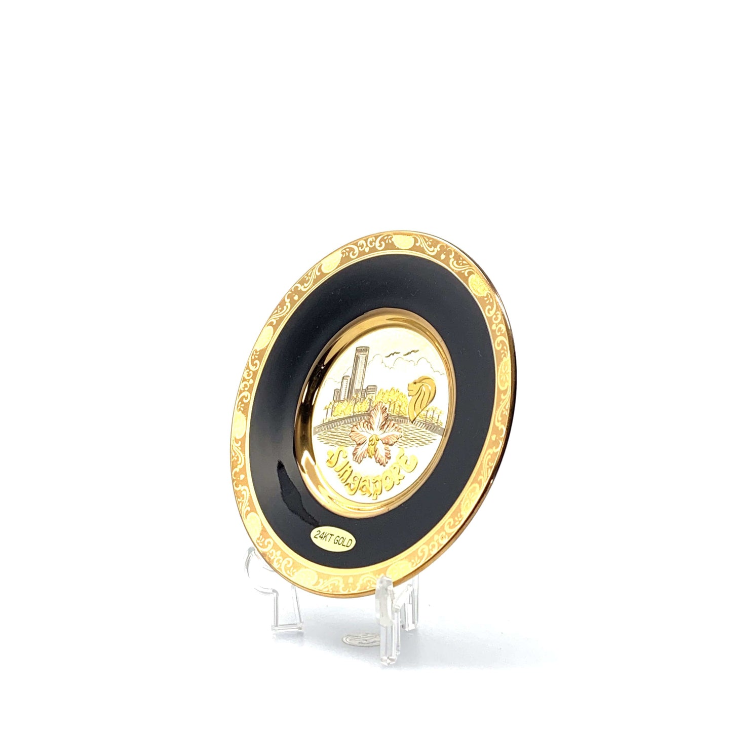 The Art of Chokin Singapore Souvenir Plate Travel 4” 24K Gold Edge