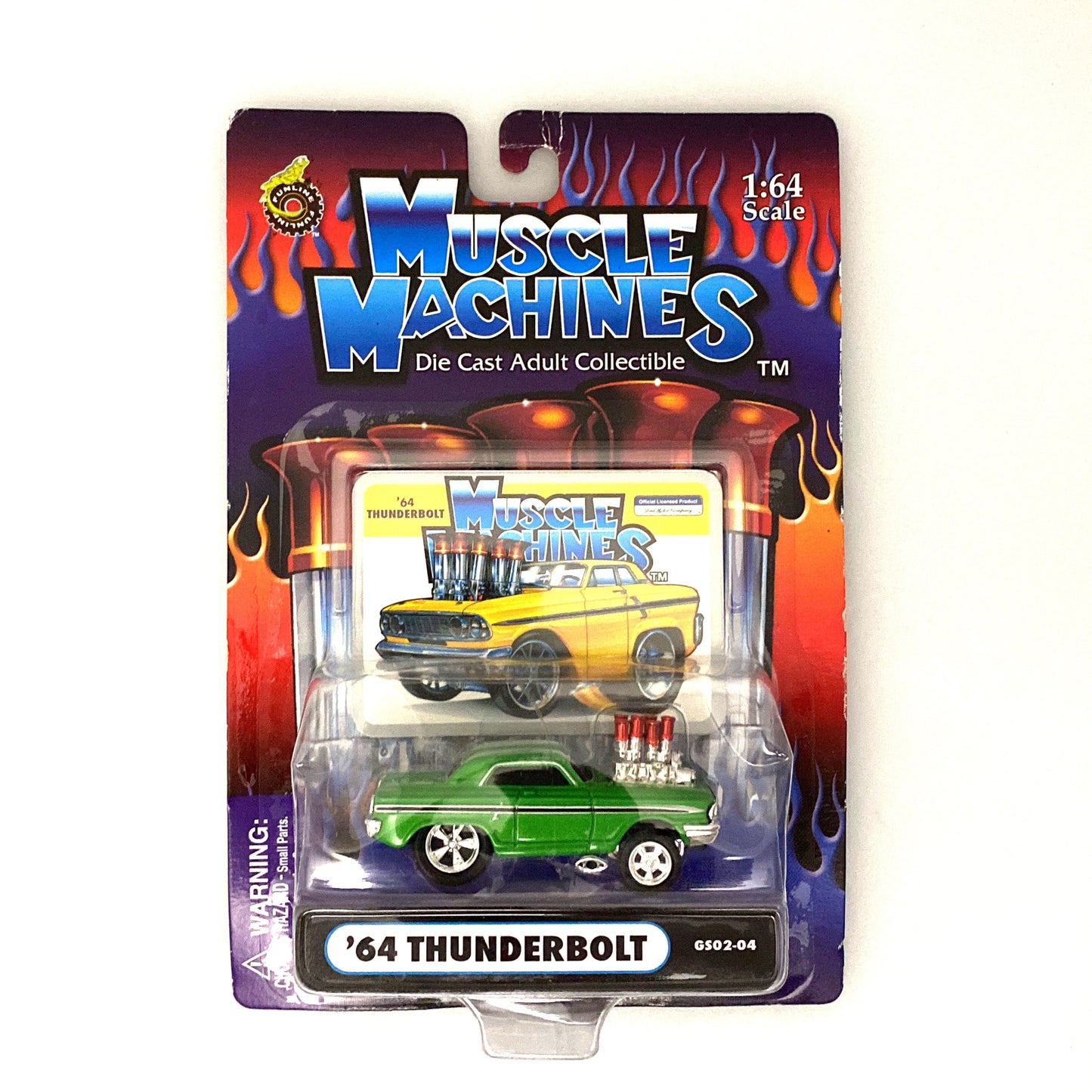 Muscle Machines Thunderbolt Diecast Car – Vintage 1:64 Scale Collectible for Adult Collectors – Green Model #GS02-04