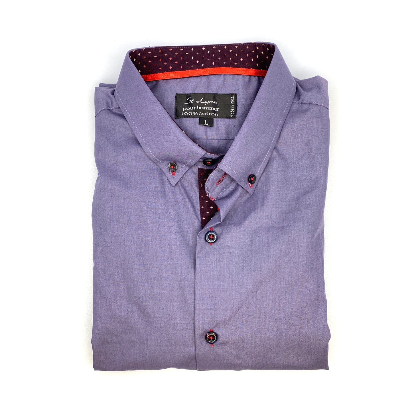 St. Lynn Pour Homme Men's Purple Long Sleeve Button-Up Dress Shirt - Size L - Excellent Condition
