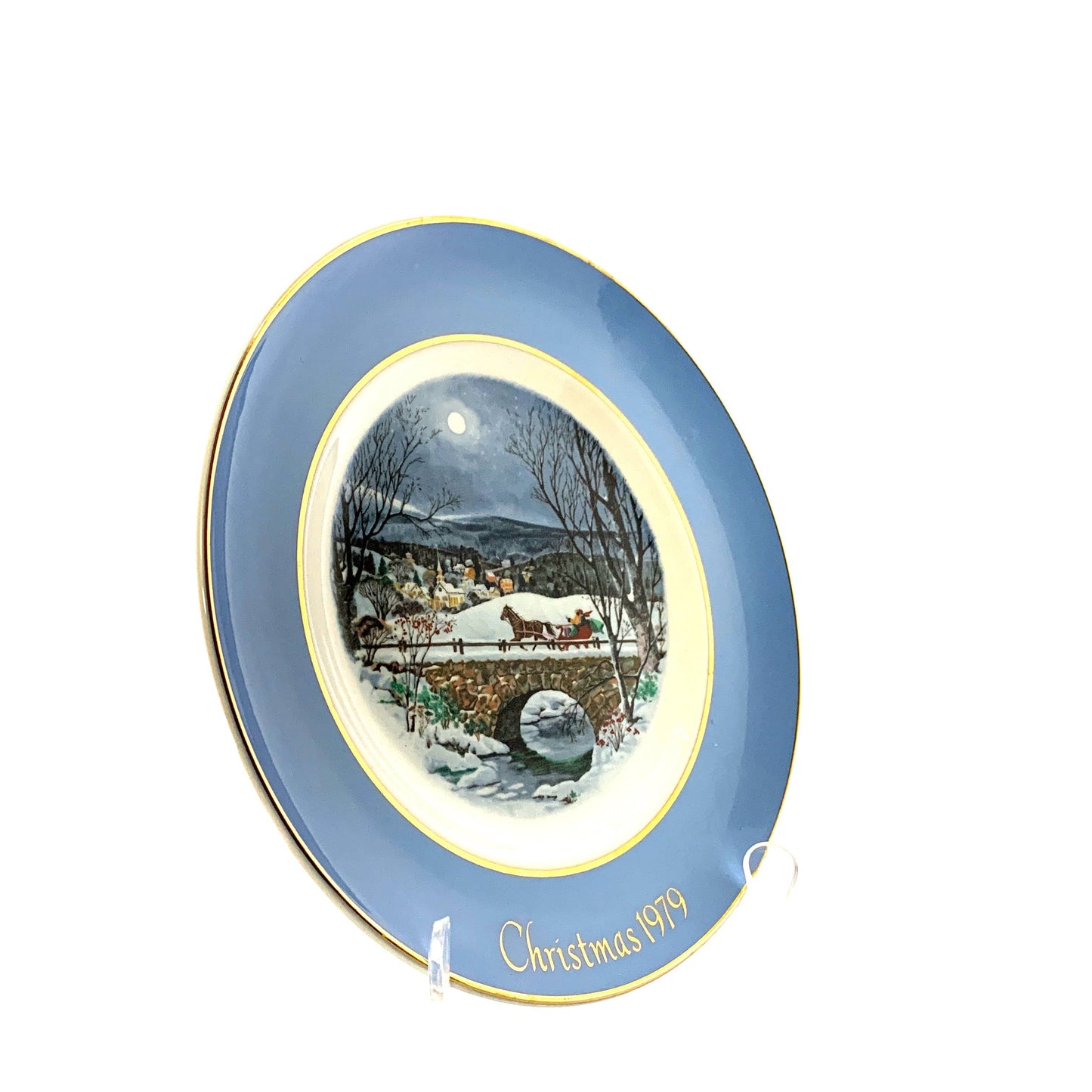 Vintage Avon Christmas Plate Series Seventh Edition “Dashing Through The Snow” 1979