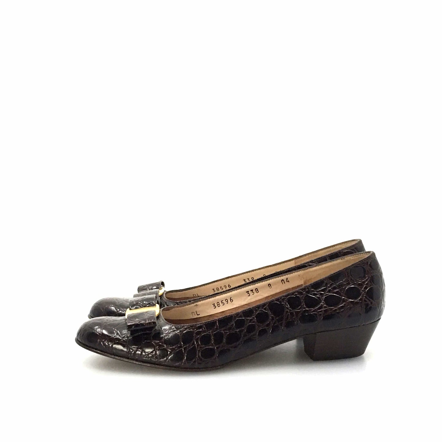 Salvatore Ferragamo Womens Brown Patent Leather Heels Pumps Shoes 8 AAAA
