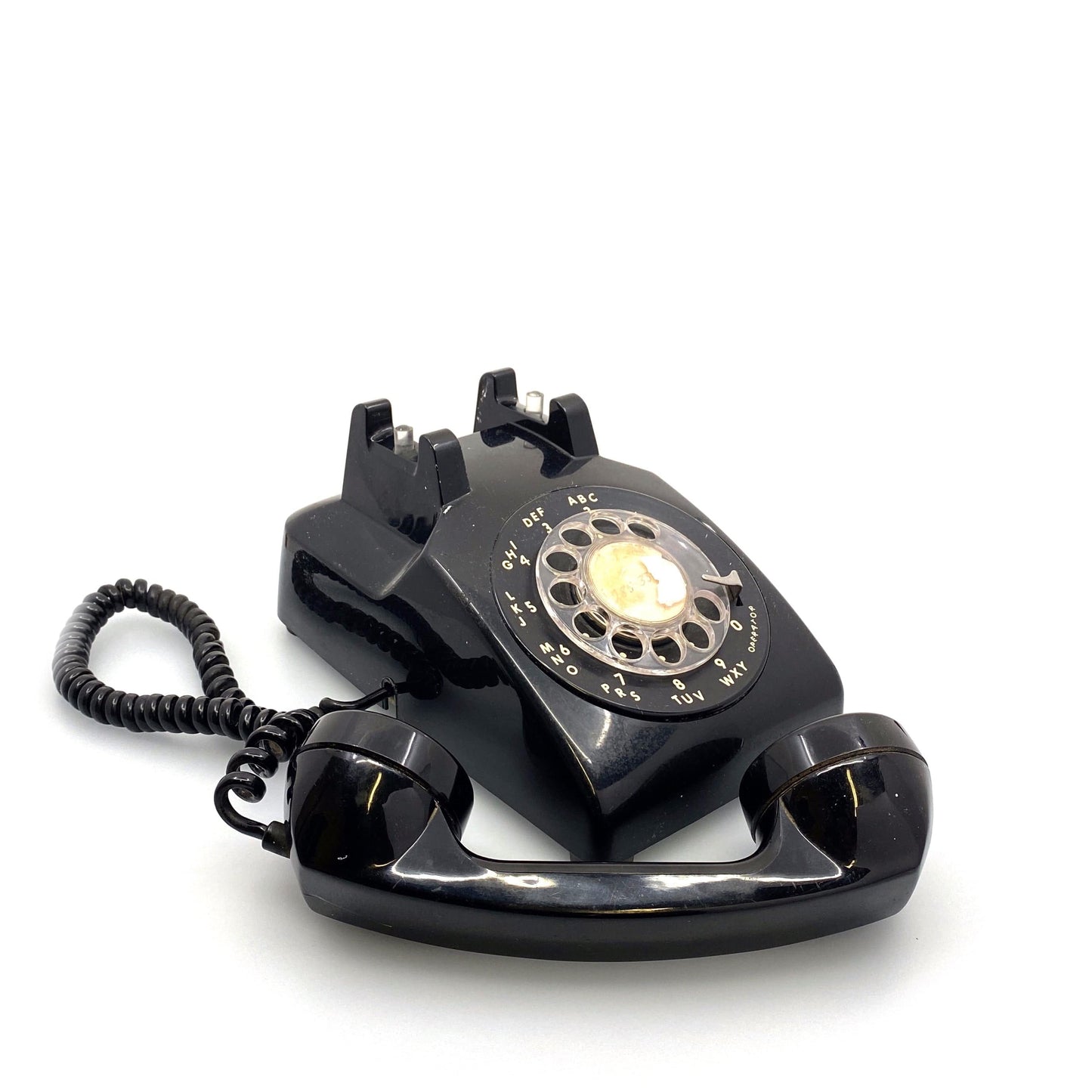 Vintage ITT Desktop Rotary Phone Black 500 Telphone Corded 1972 *FPO