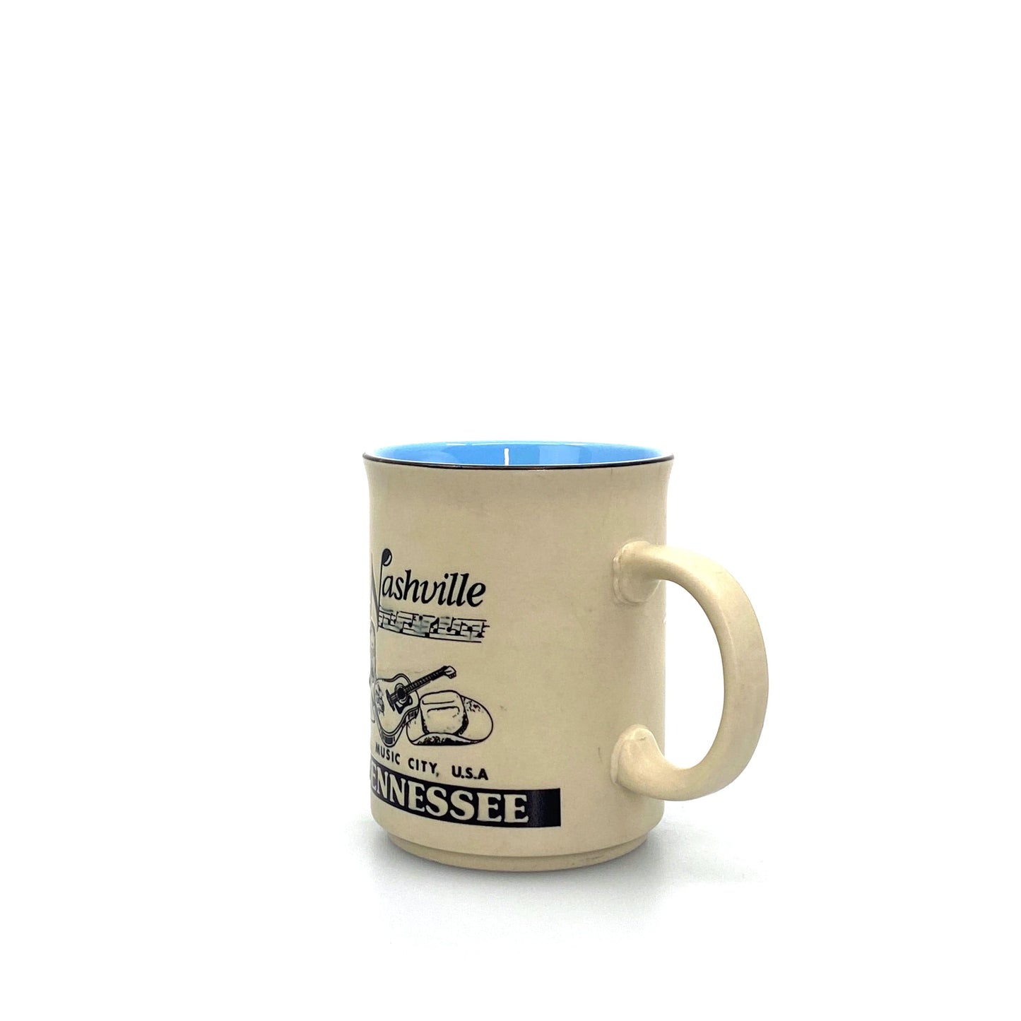 State of Tennessee Nashville Music City USA Coffee Cup 16 Oz Beige Blue