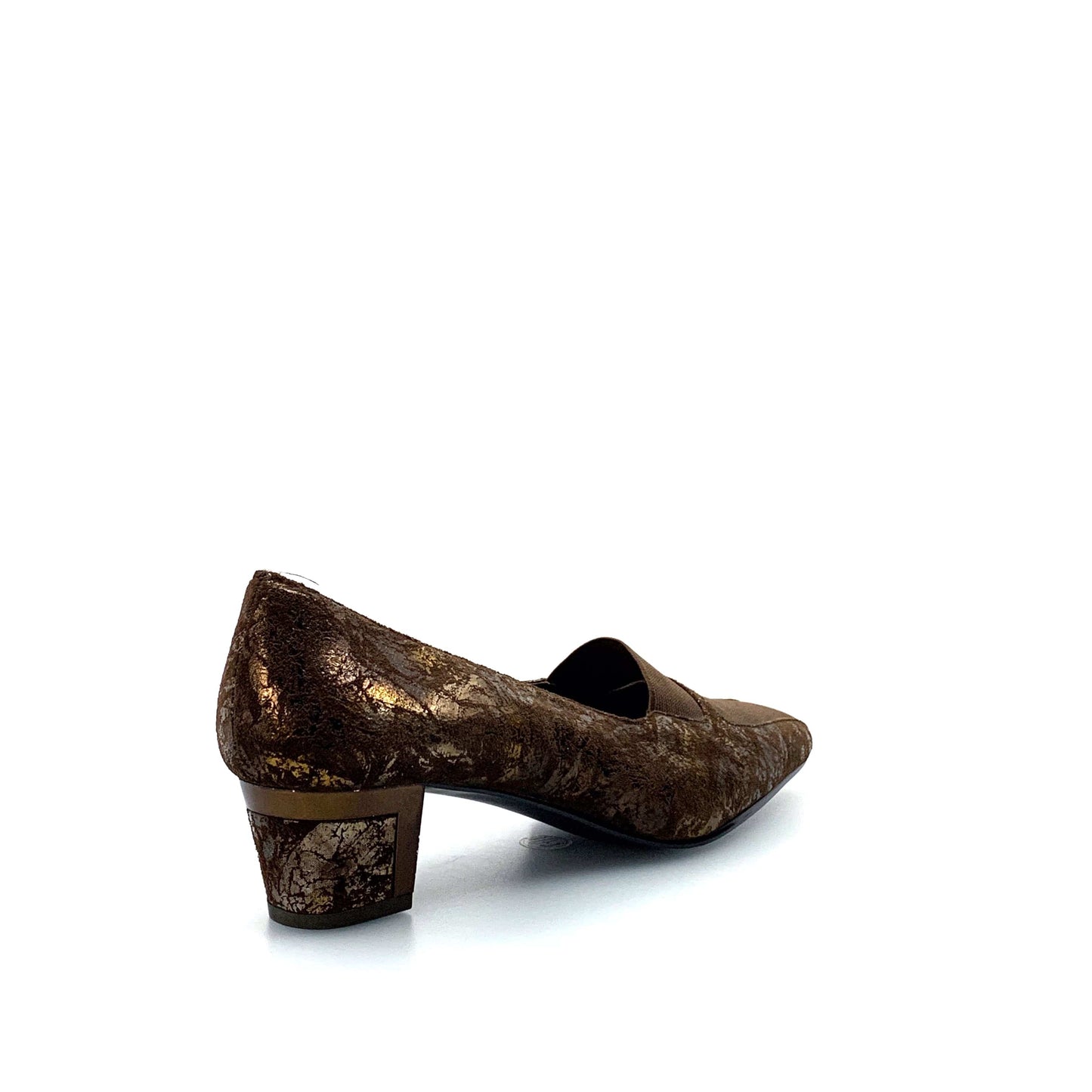 J. Renee Womens Keever Dress Shoes Heels Brown Metal Brush Print NIB