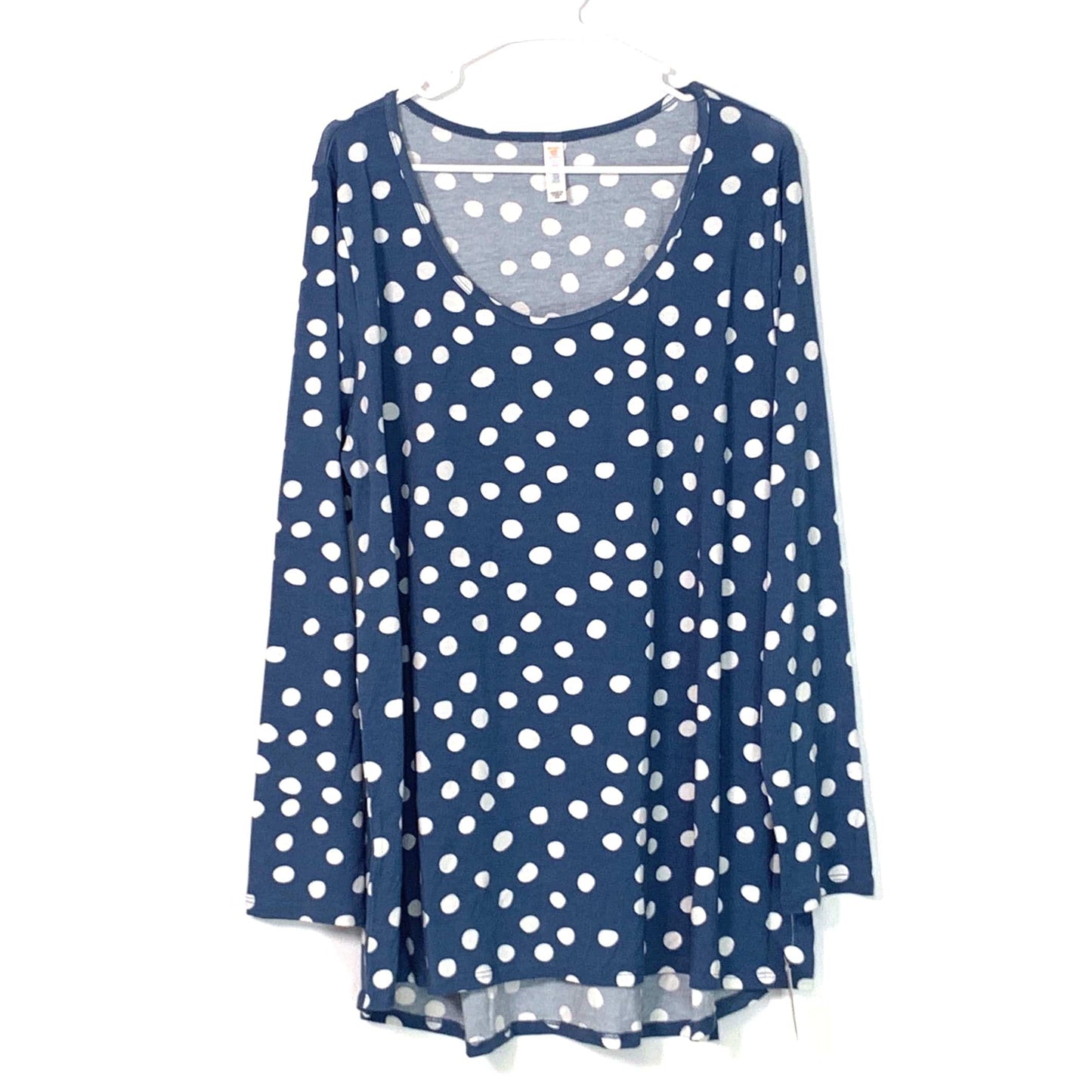 LuLaRoe | Polka Dot Lynnae L/s Top | Color: Blue/White | Size: 3XL | NWT